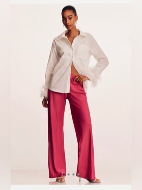 Anthropologie Rasberry Color wide leg pants